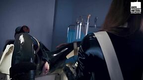 axel abysse spreads on gyne chair for deep double fisting with gaping toys