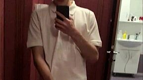 i feel like a dream boy beautifully stroking my 23cm big dick in the mirror