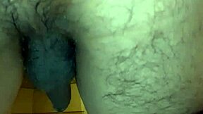 Dildo insertion leads to peeing release.