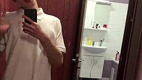 i feel like a dream boy beautifully stroking my 23cm big dick in the mirror