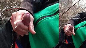 jon arteen wanks twink cock outdoors cum drips from fingers