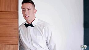 brock banks skips wedding for steamy bathroom bareback with straight best man reese rideout