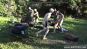 NAKED 18+ ARMY TWINKS FUCK ASSES SUCK BIG COCKS IN OUTDOOR MILITARY GROUP 3SOME!