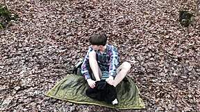 daddy, film your cute twink handjob camping outdoor sexy european monster cock