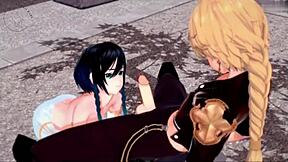 Hentai twink's hole stretched by Genshin Impact cock?