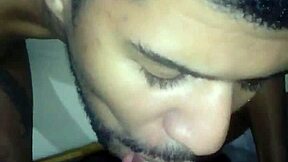 Deep throat sucking to the base in thrilling blowjob session